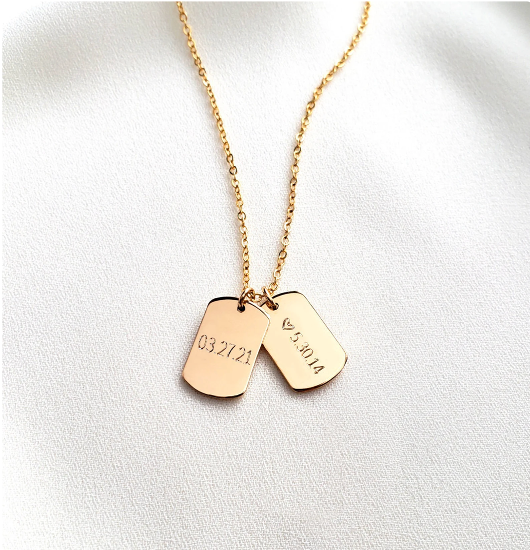Personalized Tiny Dog Tag Necklace