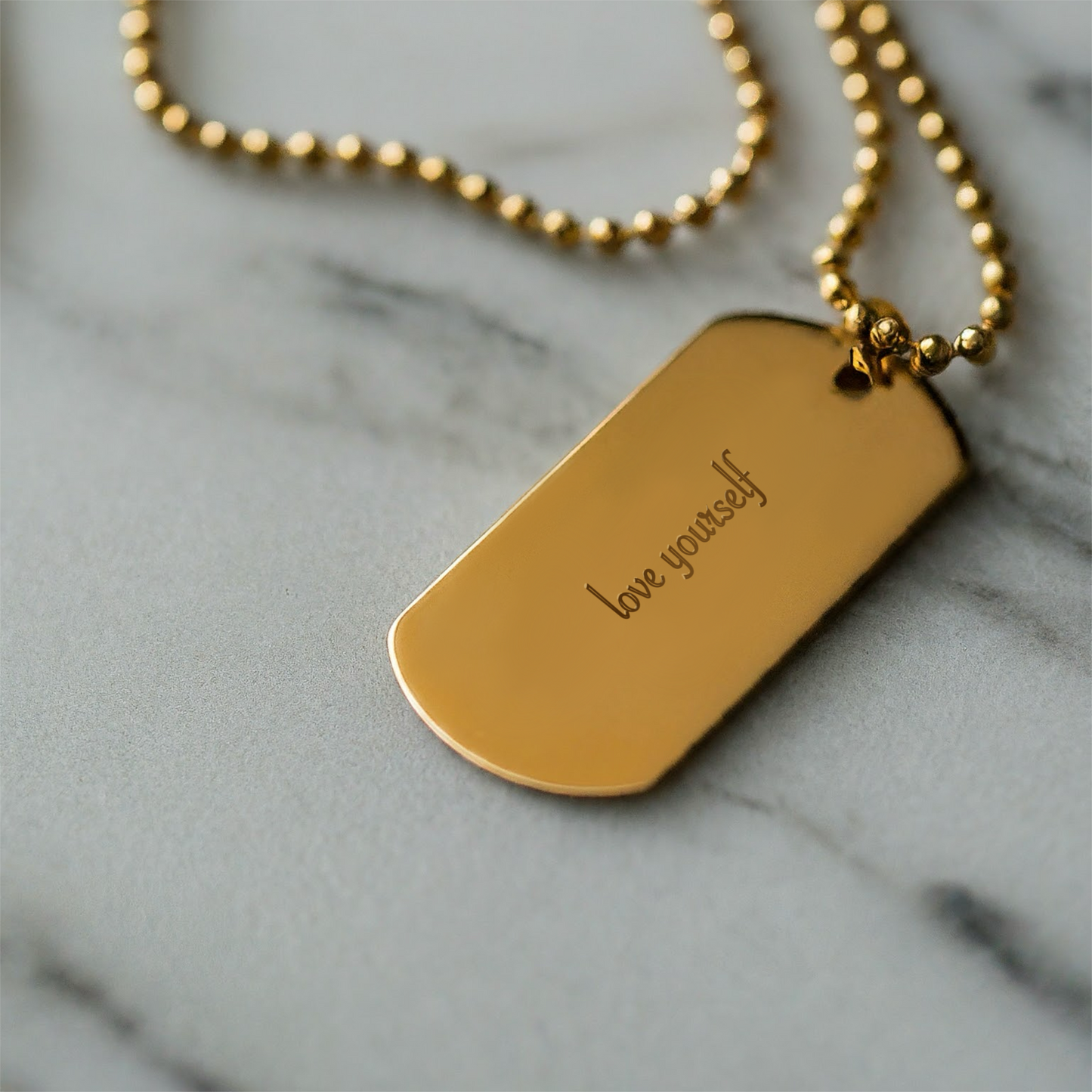 Custom Engraved Dog Tag on Ball Chain