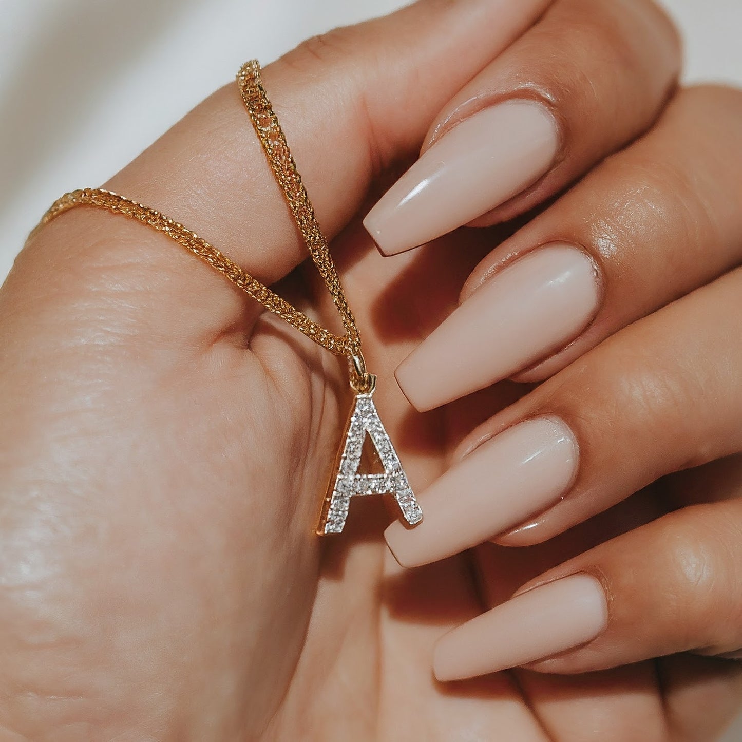 Dangly Diamond Studded Initial Necklace