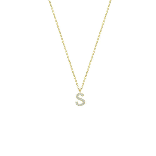 Dangly Diamond Studded Initial Necklace